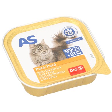 Paté para gatos rico en pollo y pavo As Dia tarrina 100 g-0 Paté para gatos rico en pollo y pavo As Dia tarrina 100 g-0