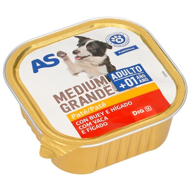 Paté para perros con buey e hígado As Dia tarrina 300 g-0