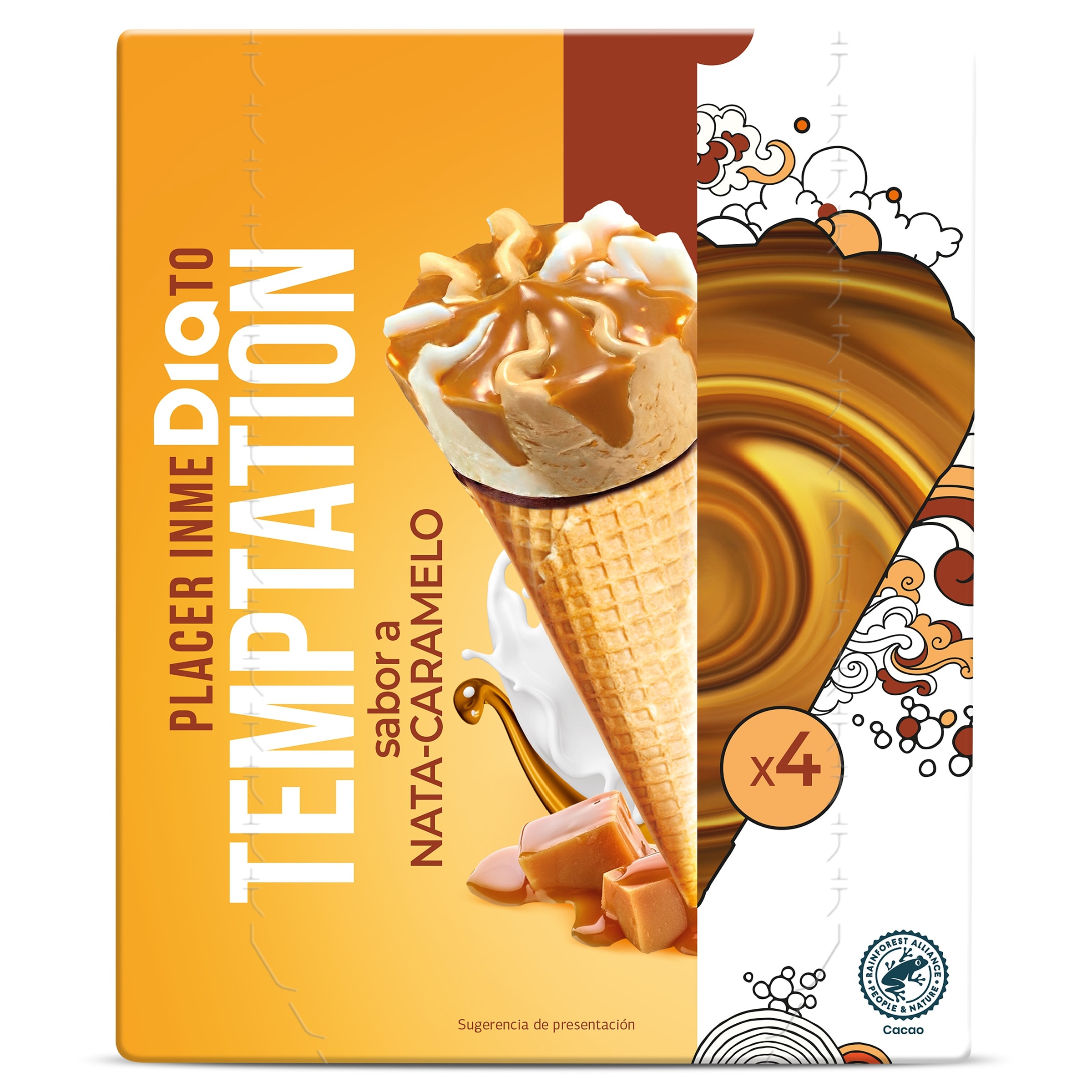 Conos de nata y caramelo Dia Temptation 4 x 68 g