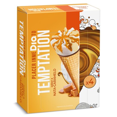 Helado cono nata y caramelo 4 unidades Temptation de Dia caja 272 g-0