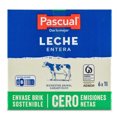 Leche entera Pascual brik 6 x 1 l-1 Leche entera Pascual brik 6 x 1 l-1