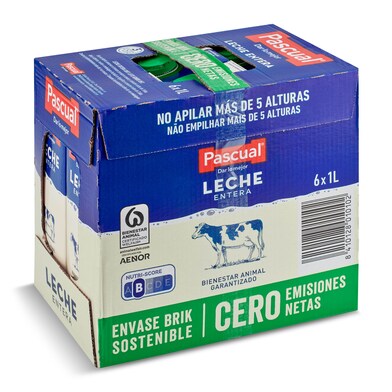 Leche Pascual Entera - PACK 30 BRICKS - Formato de 1L Total de 30L de leche  Entera - Incluye servicio de envío urgente 24/48h