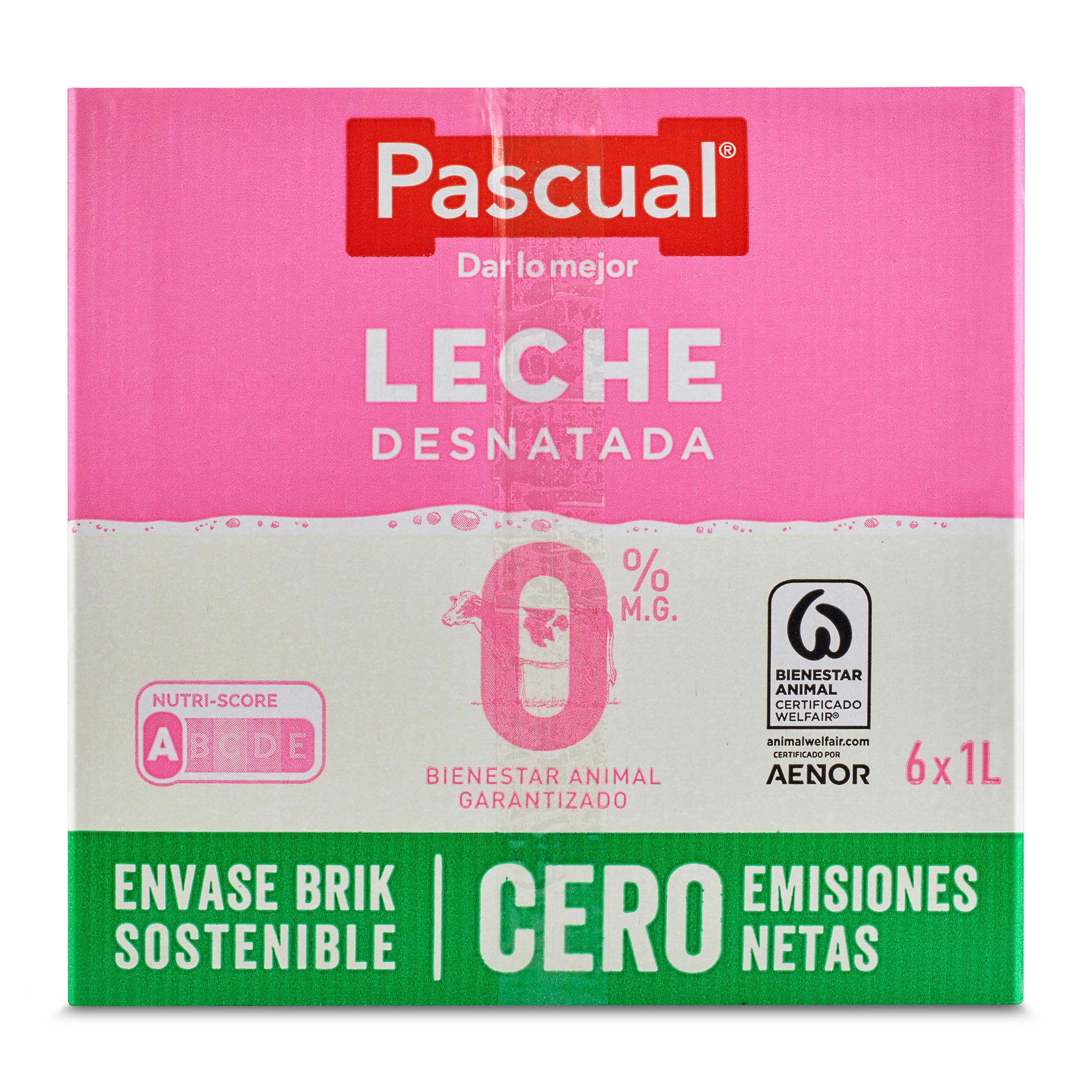 Leche desnatada Pascual pack 6 x 1 L