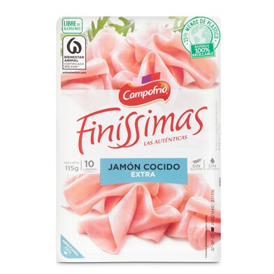 Jamón cocido extra Campofrío Finissimas sobre 115 g-0 Jamón cocido extra Campofrío Finissimas sobre 115 g-0