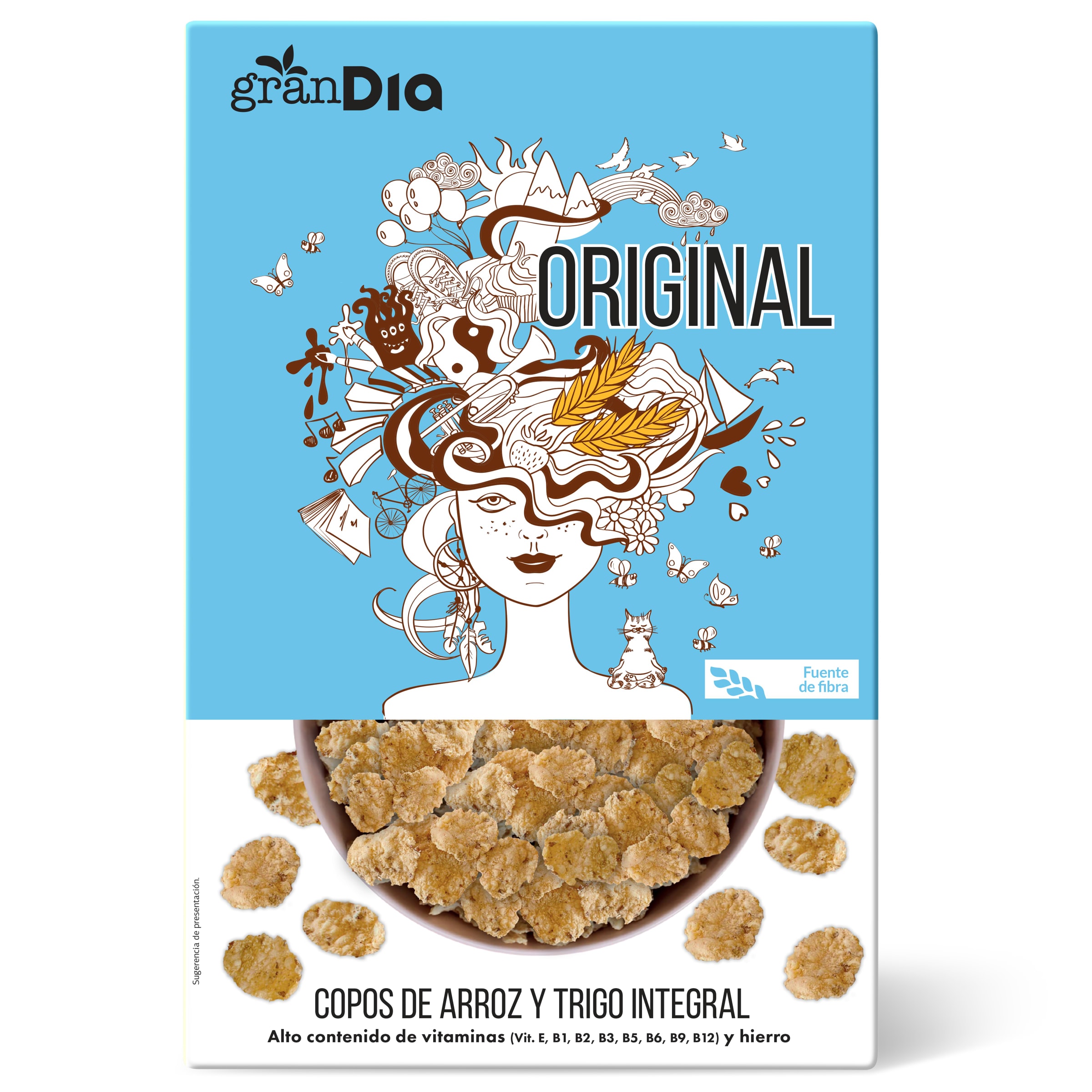Cereales copos de arroz, trigo integral y cebada Gran Dia 500 g