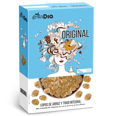 Cereales copos de arroz, trigo integral y cebada Gran Dia caja 500 g-0