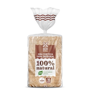 pan de molde trigo integral sin corteza 450 g