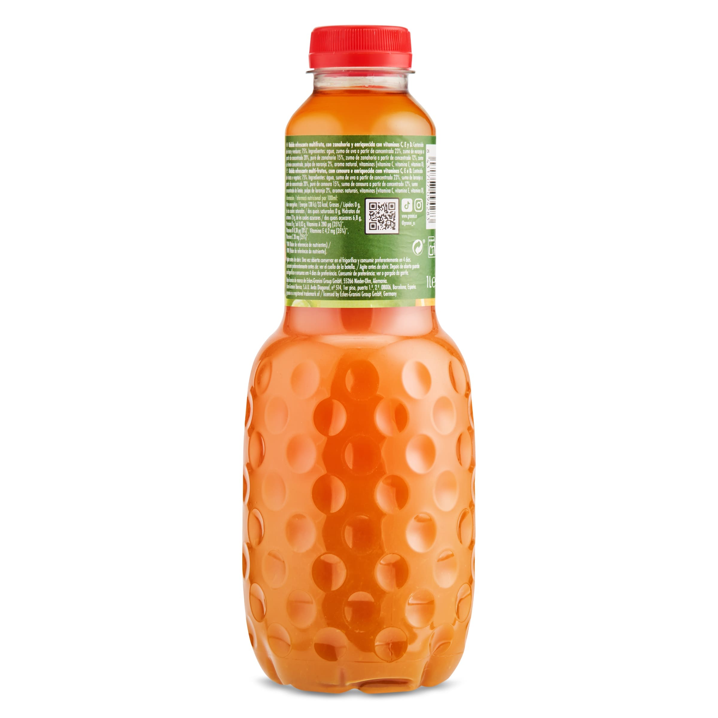 Bebida de zumo de naranja y zanahoria sin azúcares añadidos Granini 1 L