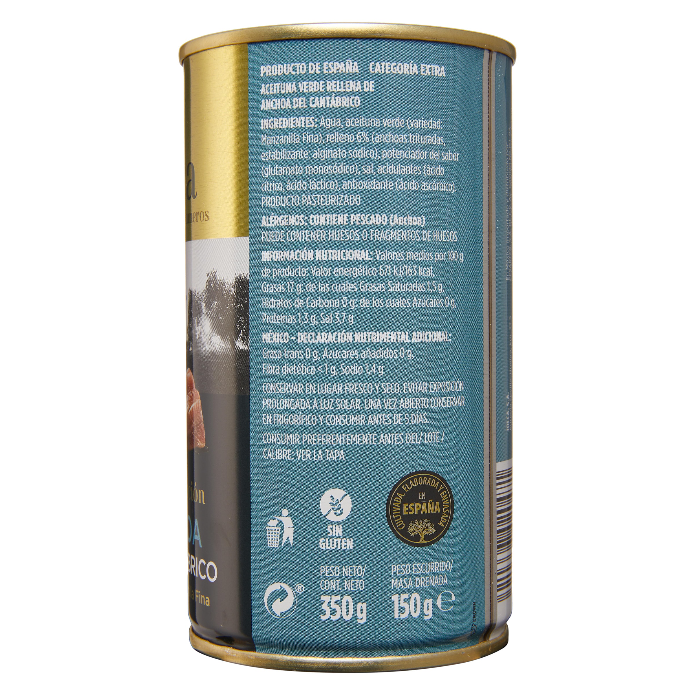 Aceitunas rellenas de anchoa del cantábrico Jolca 150 g