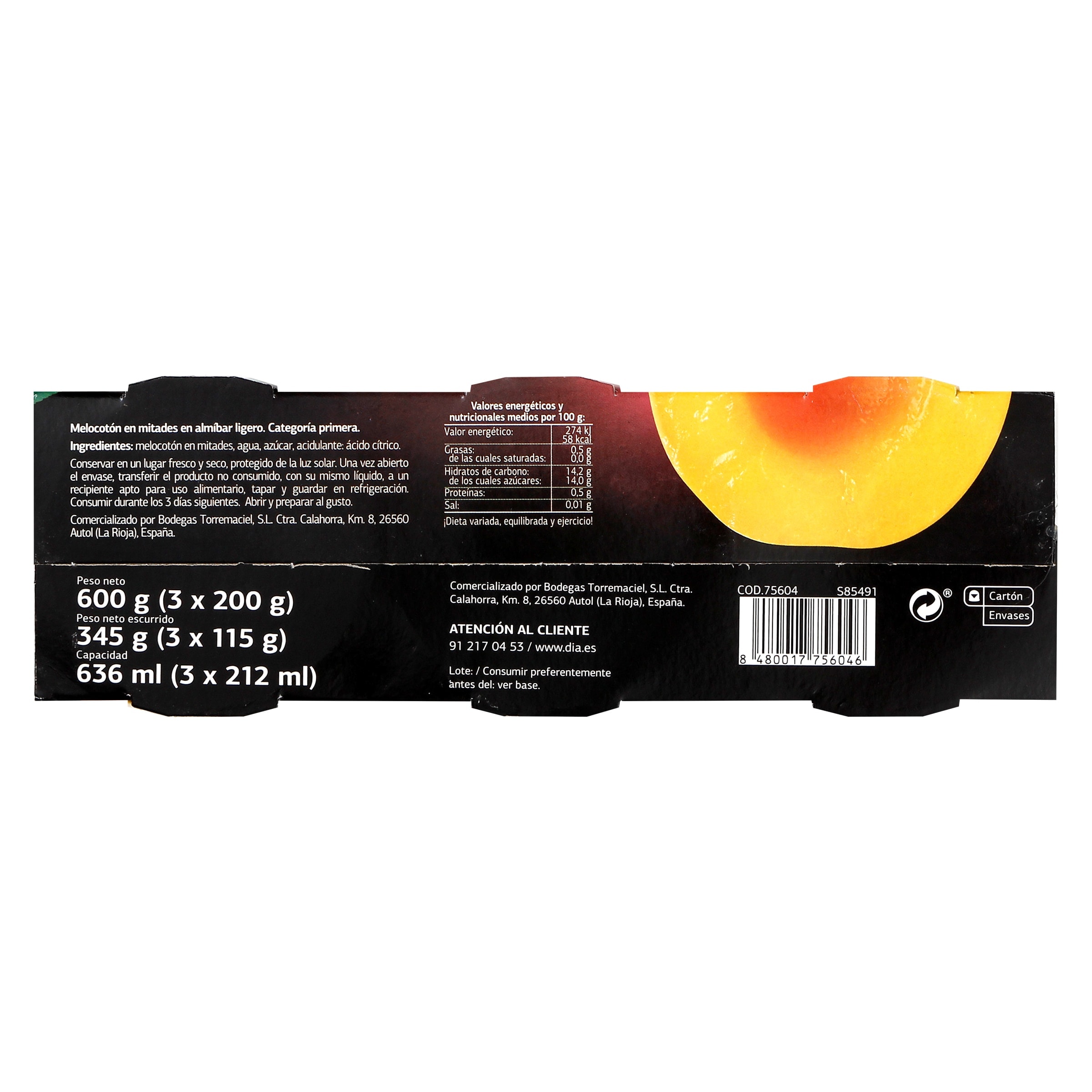 Melocotón en almíbar Dia Fruticampo 3 x 115 g