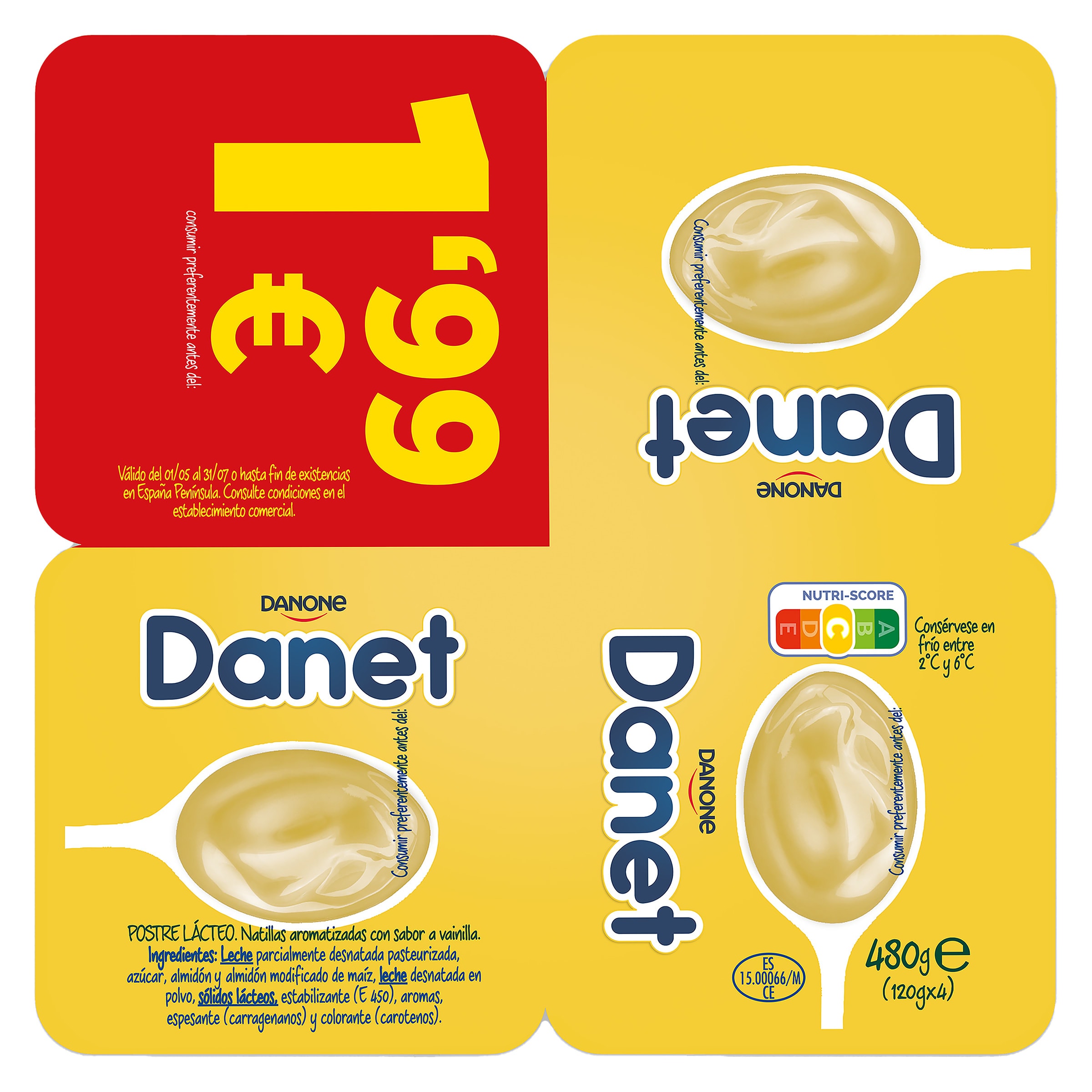 Natillas de vainilla Danet 4 x 120 g