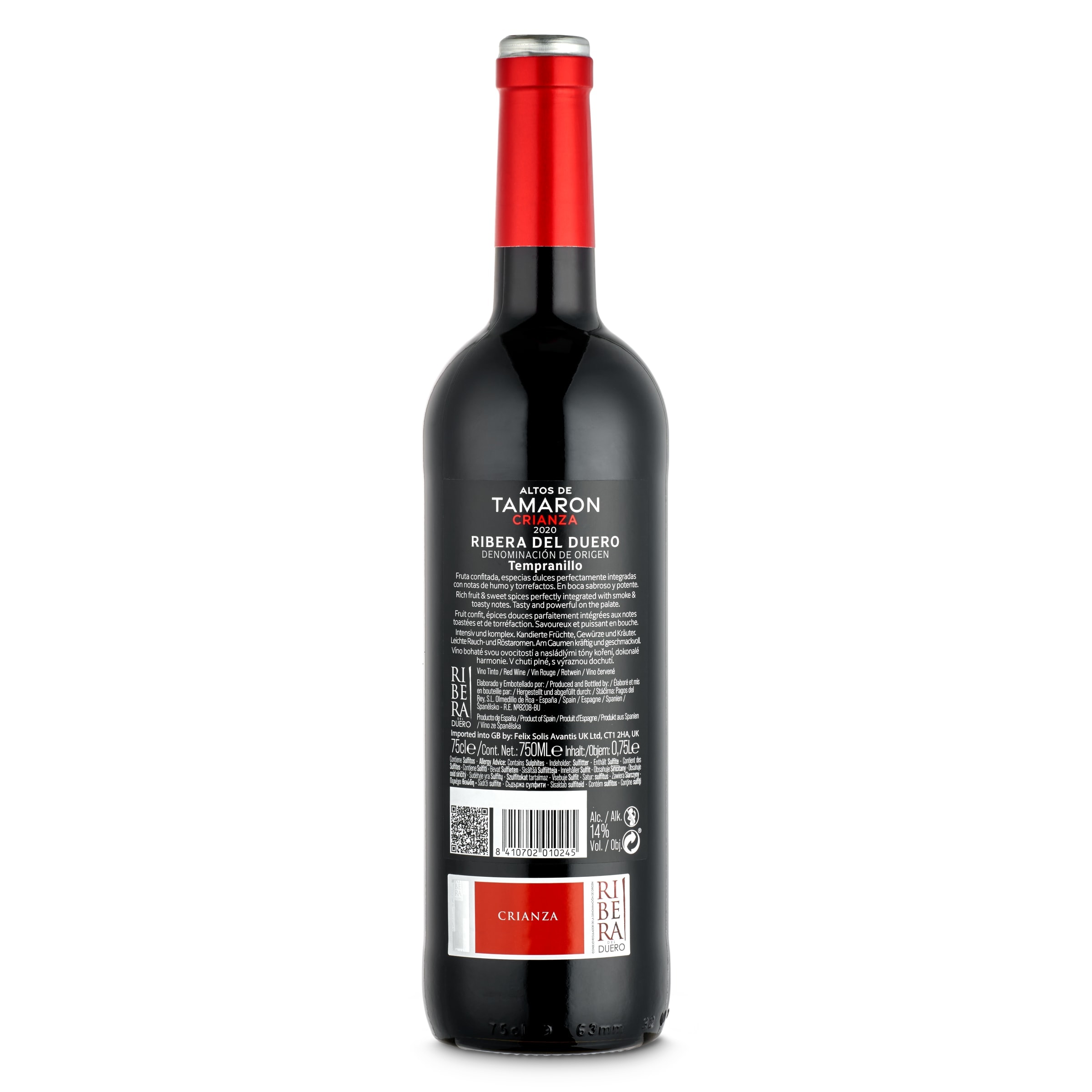 Vino tinto crianza D.O. Ribera del Duero Altos del Tamarón 75 cl