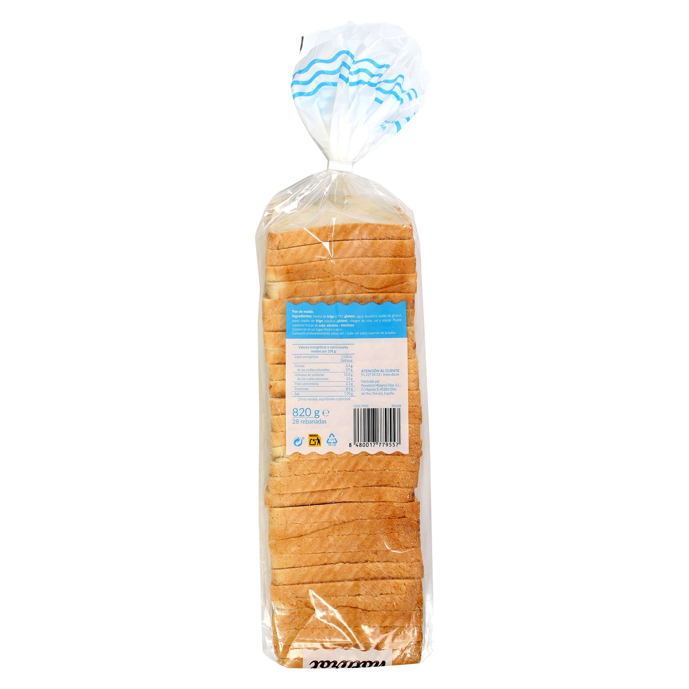 Pan de molde blanco El Molino de Dia 820 g