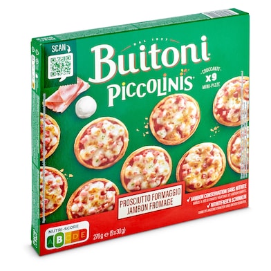 Mini pizzas de jamón y queso Buitoni Piccolinis caja 270 g-0
