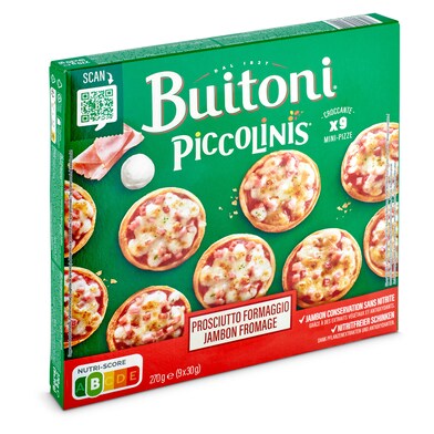 Mini pizzas de jamón y queso Buitoni Piccolinis caja 270 g-0