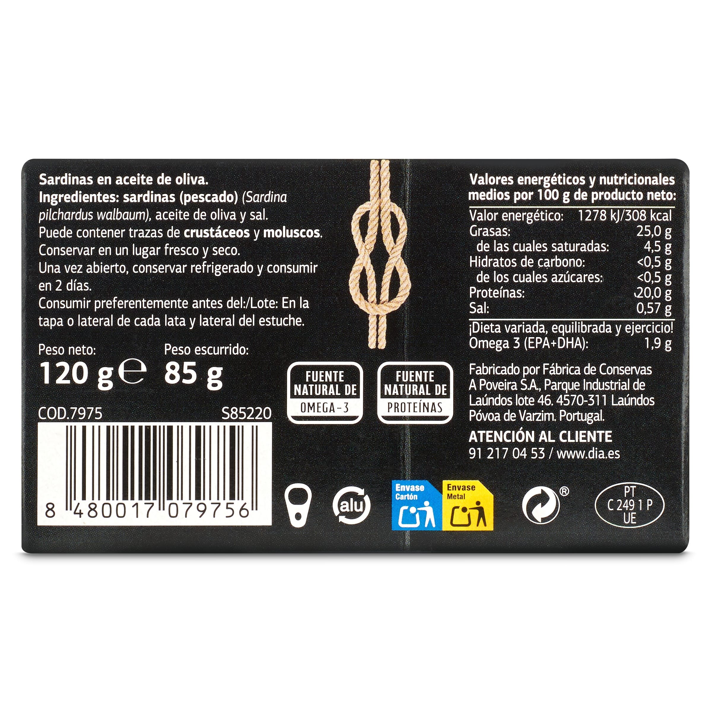 Sardinas en aceite de oliva Dia Mari Marinera 85 g