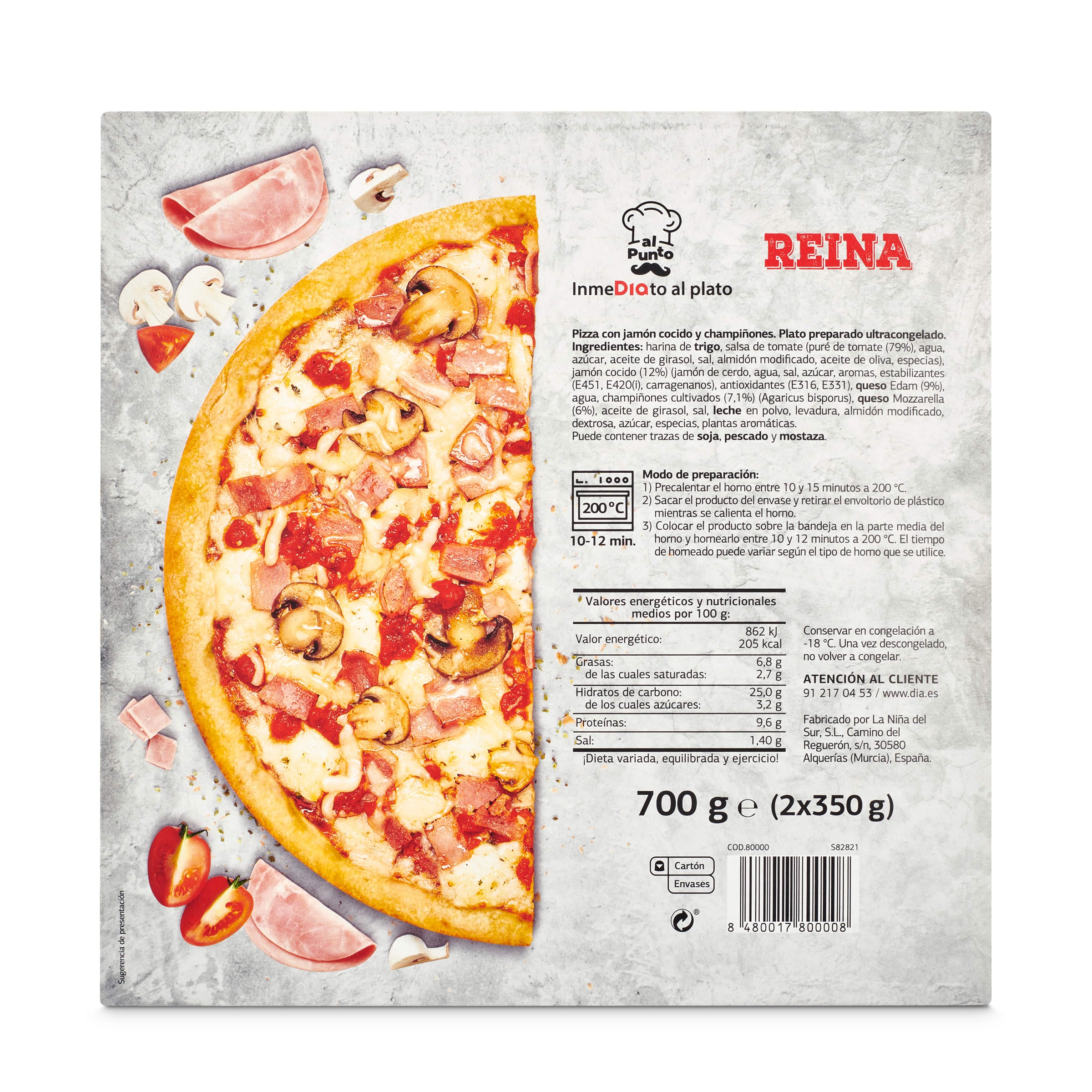 Pizza reina 2 unidades Dia Al Punto 700 g