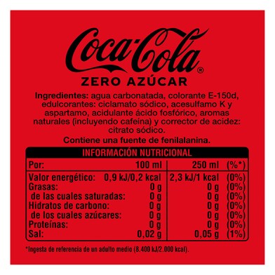 Refresco de cola zero azúcar Coca-Cola botella 1.25 l-1 Refresco de cola zero azúcar Coca-Cola botella 1.25 l-1