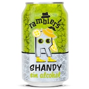 Cerveza sabor limón shandy sin alcohol RAMBLERS  LATA 33 CL