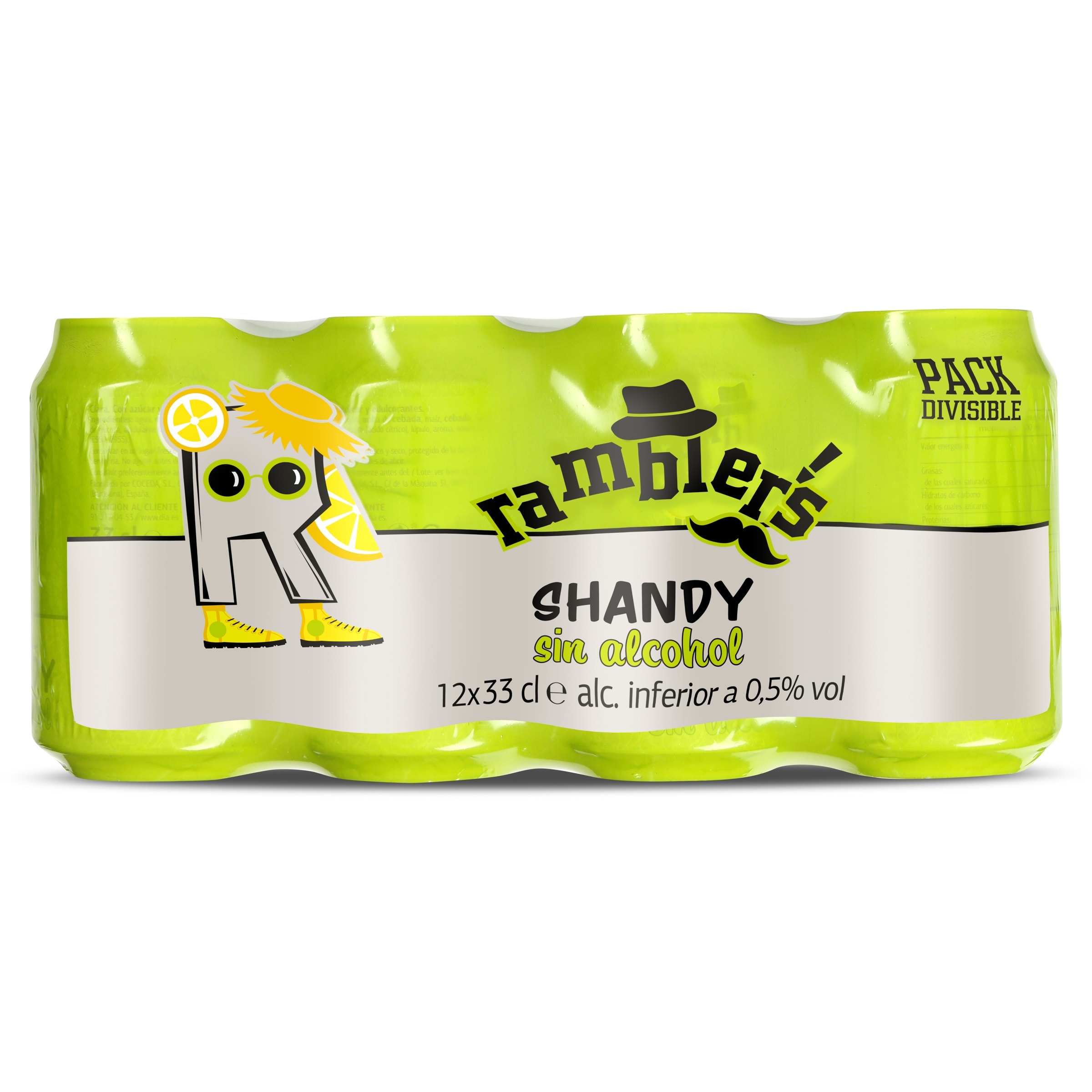 Cerveza shandy sin alcohol Dia Ramblers pack 12 x 33 cl
