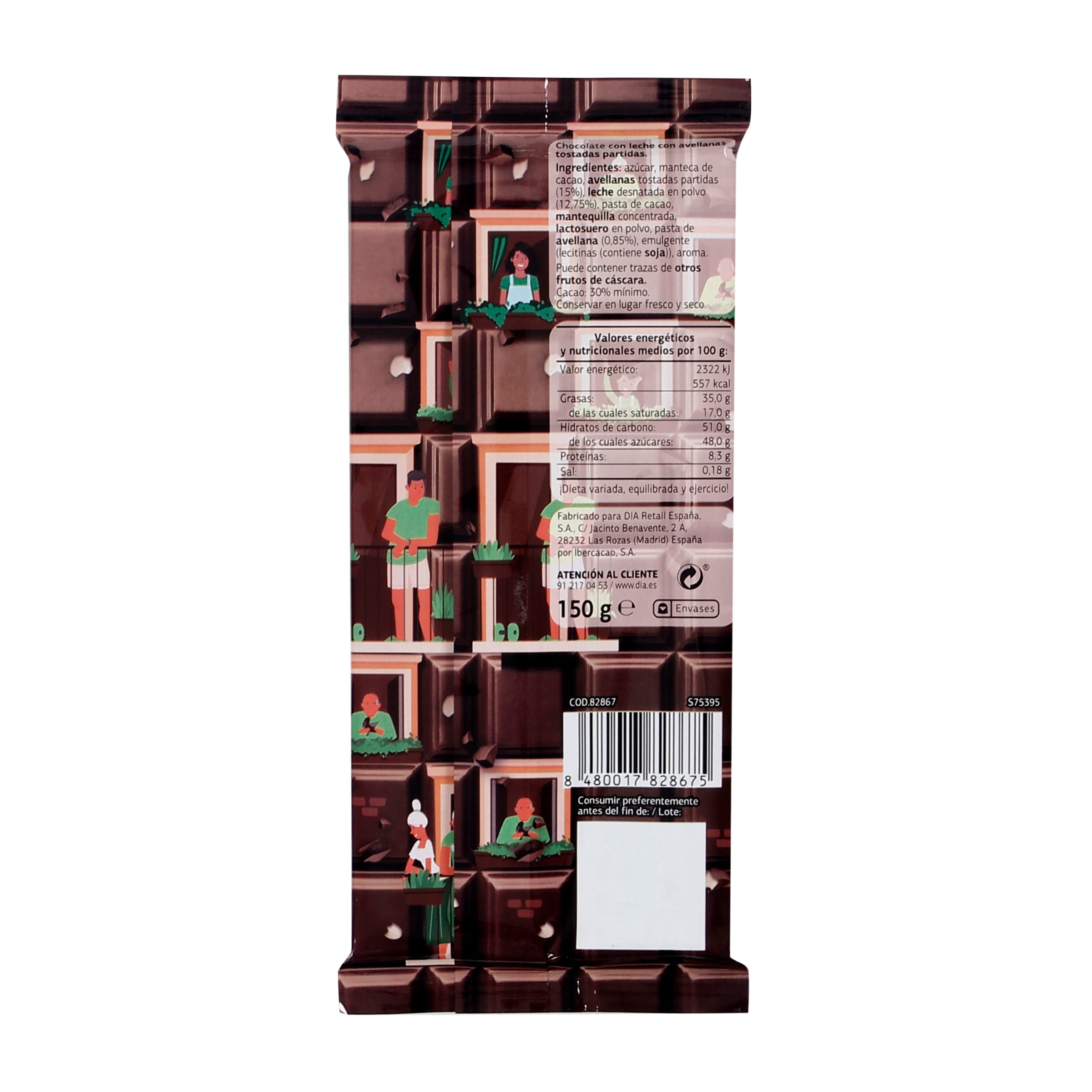 Chocolate con leche y avellanas Dia Temptation 150 g