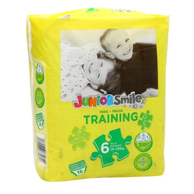 Braguita pañal unisex 15-25 kgs talla 6 Juniorsmile bolsa 18 unidades