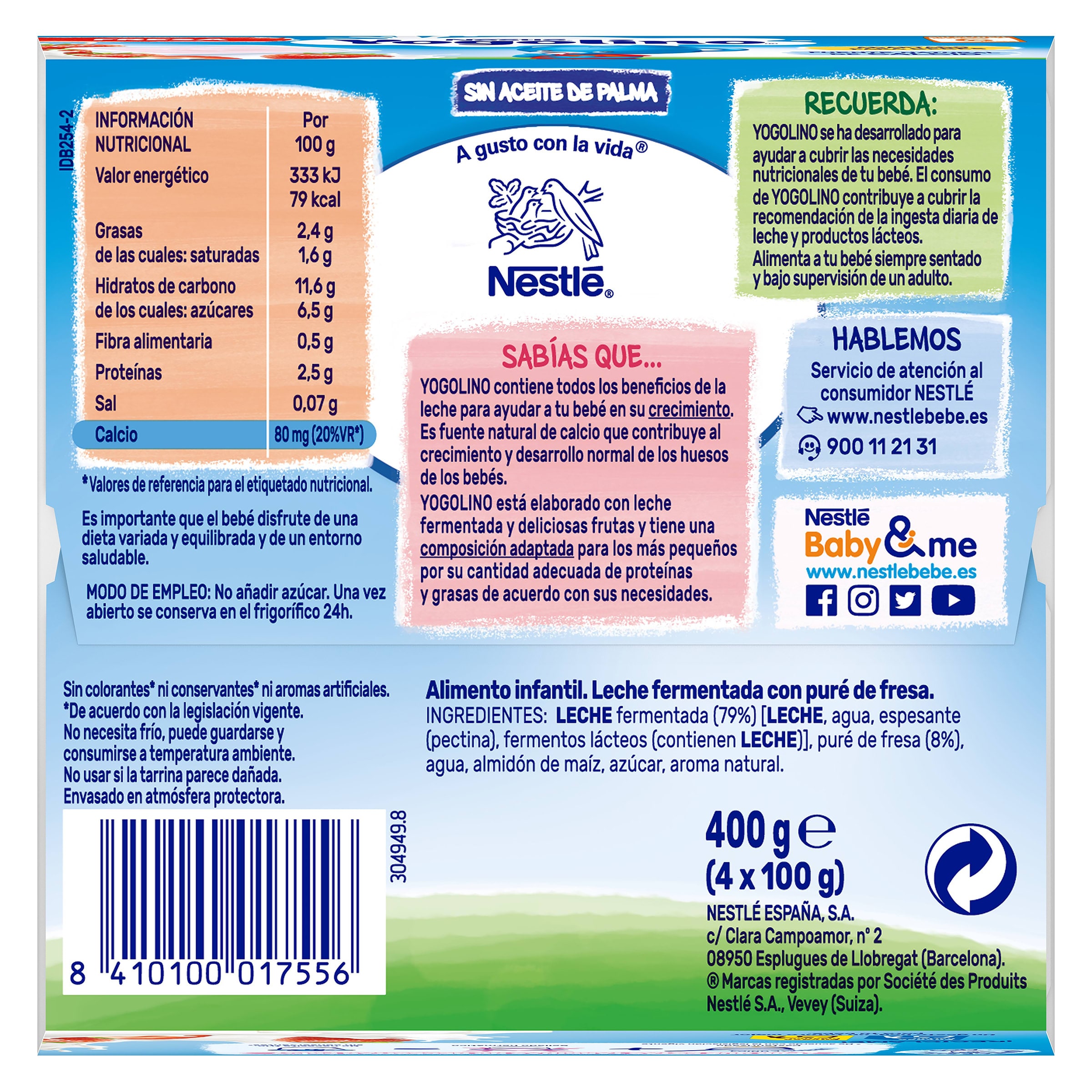 Postre lacteo fresa Nestlé Yogolino 4 x 100 g