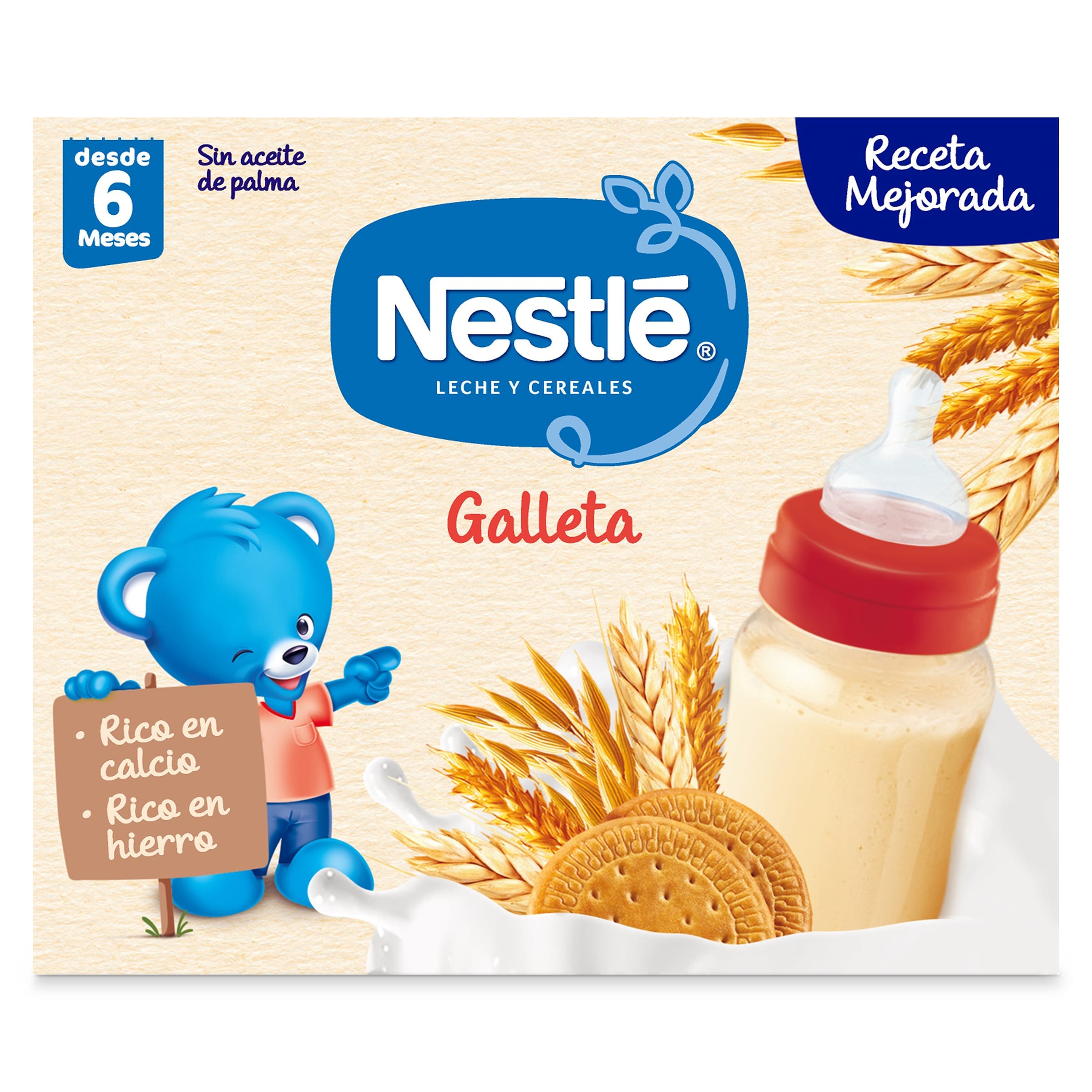 Papilla líquida leche y cereales galleta Nestlé caja 2 x 250 ml
