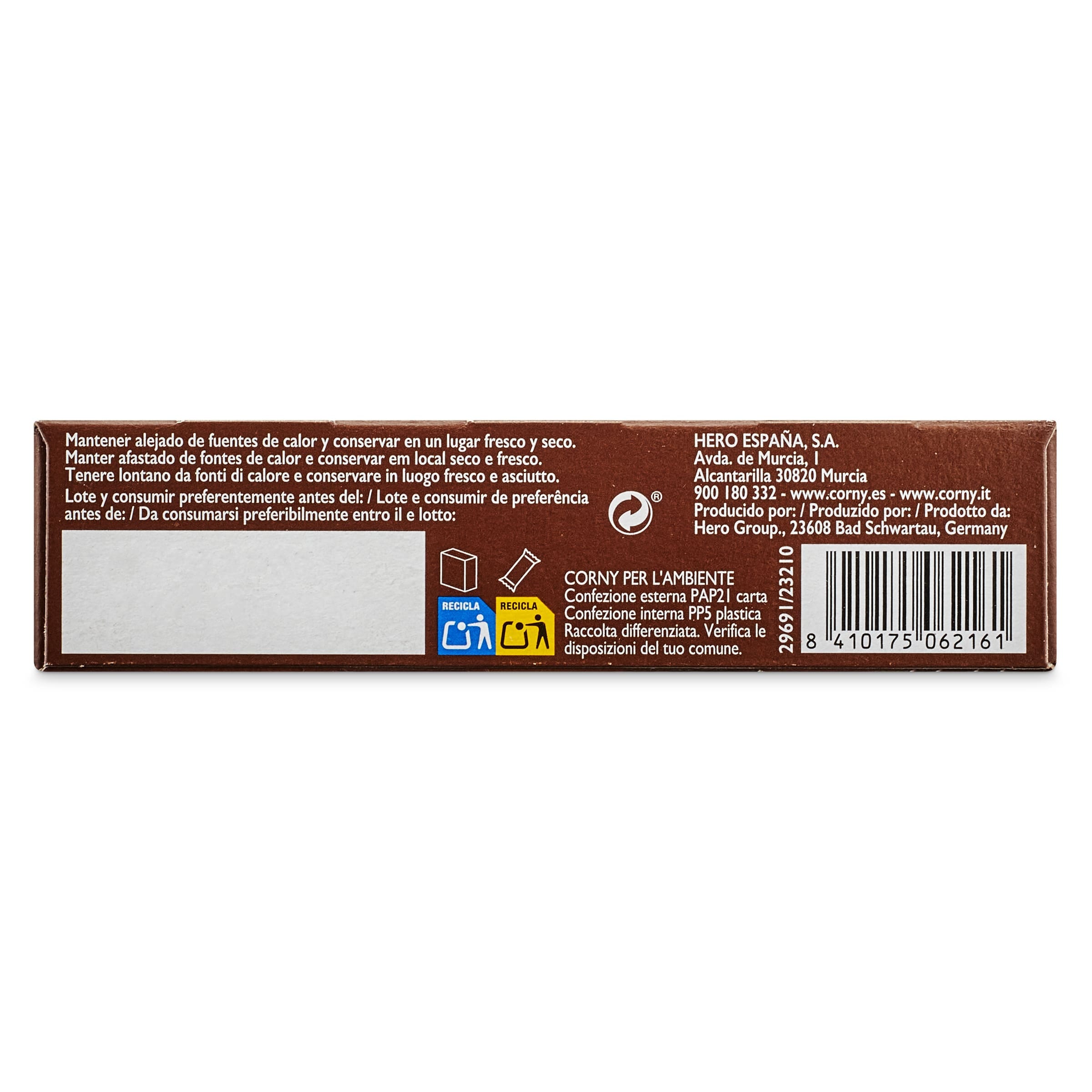 Barritas de cereales con chocolate con leche Corny 150 g