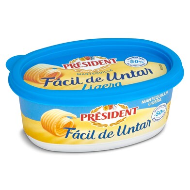 Mantequilla ligera fácil de untar President tarrina 250 g-0 Mantequilla ligera fácil de untar President tarrina 250 g-0