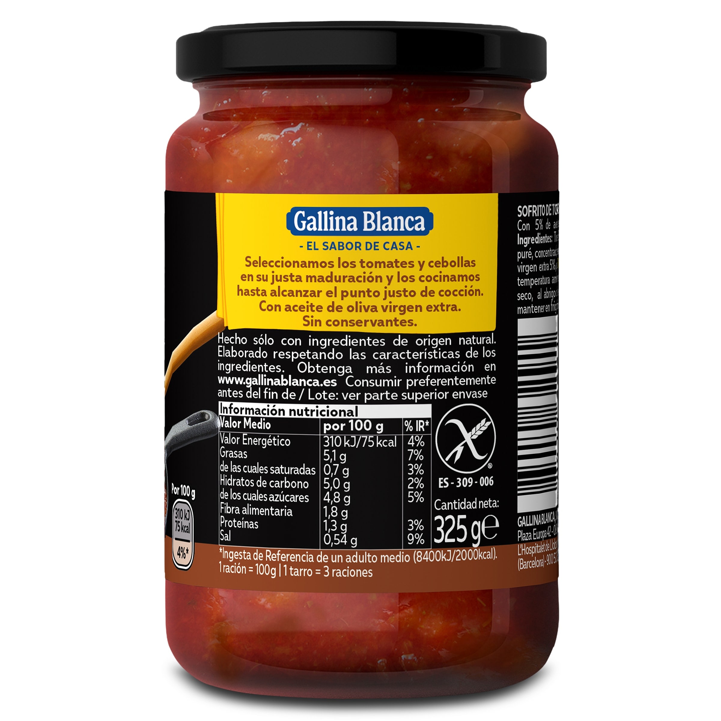 Sofrito de tomate y cebolla Gallina Blanca 325 g