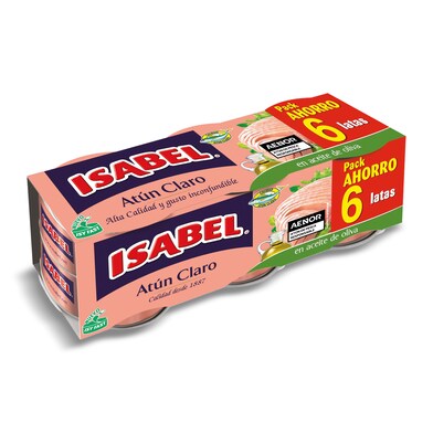 Atún claro en aceite de oliva Isabel lata 6 x 52 g-0