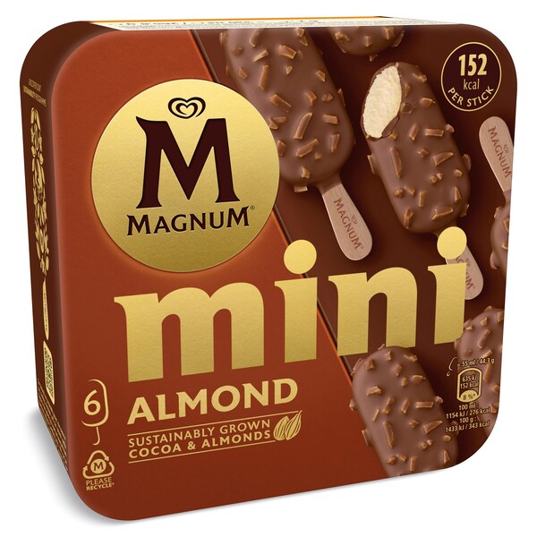 Helado Mini Bombón Almendras Magnum Caja 6  Uds. 300 Gr.