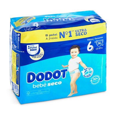 Pañales Dodot bebé-seco T6 (13-18 kg) 60 ud.